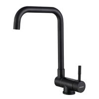 1 x RAW Customer Returns KINSE window-mounted kitchen faucet, foldable, stainless steel 360 swivel single lever under-window faucet High pressure kitchen faucet Black - RRP €52.89