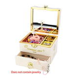 1 x RAW Customer Returns QOTSTEOS Wooden Retro Music Box Music Box Jewelry Box with Classic Rotating Ballerina Dancer Organizer with Mirror for Women Girls Gifts White  - RRP €24.79