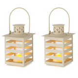 19 x Brand New Sziqiqi Decorative Lanterns for Outdoor Use with LED Candle, Lantern Candle Holder for Hanging White, Small Lantern Candle Holder Metal for Dining Room Coffee Table Fireplace Mantle, Pack of 2 - RRP €249.66