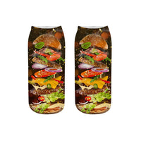 1 x Brand New Vspek Funny 4 Pairs 3D Burger Socks, Funky Cute Novelty Hamburg Chips Food Cotton Socks, Gift for Men Women Teens - RRP €27.6