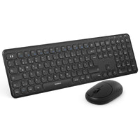 1 x RAW Customer Returns seenda wireless keyboard with mouse, 2.4G USB Type C keyboard and mouse with mobile phone holder for computer, laptop, tablet, smart phone, MacBook, full size QWERTY layout, black - RRP €25.2