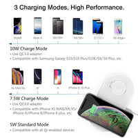 1 x RAW Customer Returns MoKo Wireless Chargers, 2 in 1 10W Qi Fast Charging Base Compatible with iPhone 13 13Pro 13ProMax 12 12Pro 12ProMax 11 11Pro, Galaxy S21 S20 S10E S9, Note10 9, Apple iWatch 7 SE 6 5 4 3,AirPods Pro - RRP €29.75