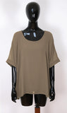 1 x RAW Customer Returns Van Der Rich - Mousseline blouse with lining - Women Brown, L-XL  - RRP €22.9