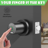 1 x RAW Customer Returns FITNATE Fingerprint Doorknob, Smart Biometric Door Lock Fingerprint Doorknob with App Control, User Management, Touch to Open Button for Bedroom, Home, Hotel, Office, Black - RRP €65.99