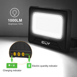 1 x RAW Customer Returns CLV Portable LED Floodlight 60W, USB Solar Rechargeable LED Floodlight with 12000mAh Battery, 4 Lighting Modes 5 Brightness, Work Lights for Construction Sites, Garages, Camping, Emergency - RRP €26.96