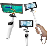 1 x RAW Customer Returns ShellBox waterproof selfie stick with waterproof phone case set underwater waterproof phone case swimming bathing diving surfing boating Compatible iPhone 15 14 13 Pro Max Samsung S23 S22 - RRP €56.46