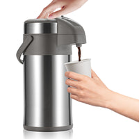 1 x RAW Customer Returns Olerd 3.0 liter pump jug, thermos flask, stainless steel coffee dispenser, double-walled pump vacuum insulated jug with pump mechanism, coffee carafe, jug for 16 cups silver  - RRP €55.99