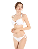 1 x RAW Customer Returns EONAR Women s Side Tied Bikini Sets Detachable Swimwear Push-up Halter Bikini Top, White, Size 40-42 70D 75D 80C 85B - RRP €31.0