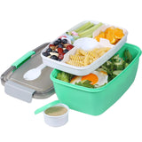 1 x RAW Customer Returns Greentainer To Go Lunch Box with 1927ml Salad Bowl, 5 Compartment Trays and Condiment Container, Stackable, Leak Proof, BPA Free, Microwave and Dishwasher Safe - RRP €22.8