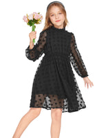 1 x RAW Customer Returns Arshiner Girls Dresses Elegant Princess A-Line Long Sleeve Party Wedding Dresses for Girls Black 140 - RRP €28.7