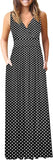 2 x Brand New AUSELILY Women s Dress Elegant Long Evening Dress V-neck Sleeveless Plus Size Casual Summer Dress with Pockets Black Dots L - RRP €48.0