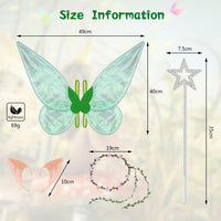 1 x RAW Customer Returns Aomig Fairy Wings Children, Fairy Wings Wreath Tiara, Fairy Wings Adults Elf Ears, Butterfly Wings Children Suitable for Carnival Birthday Cosplay Party Halloween Green  - RRP €18.99