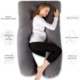 1 x RAW Customer Returns Chilling Home Pregnancy pillow, U shape side sleeper pillow with cover, U pillow, nursing pillow, large positioning pillow, pillow for women and side sleepers, 140x70cm, black - RRP €40.99