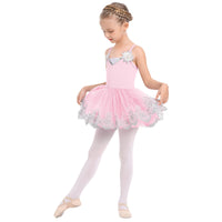 3 x Brand New Odizli ballet clothing girls children spaghetti V-neck sequins flower ballet dress dance bodysuit leotard tulle dress tutu dance dress leotard ballet suit ballerina dress pink 5-6 years - RRP €82.8