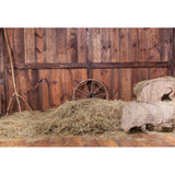 1 x RAW Customer Returns YongFoto 3x2m Vinyl Photo Background Vintage Interior Wooden Hayloft Hay Heap Board Corner Old Wheel Photography Background for Photo Booth Party Photo Studio Props - RRP €34.27