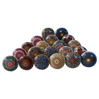 1 x RAW Customer Returns Ajuny Multicolored Handmade Ceramic Knobs in Vintage Look with Floral Pattern Door Handles for Kitchen Cabinets Drawers Furniture Cupboard Handles Indian Hand Painted Glossy Surface Set of 20 - RRP €22.67