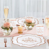 5 x Brand New White and Rose Gold Birthday Party Tableware - Birthday Party Supplies - Plates, Napkins and Cups for Girls and Women - Bridal Shower Supplies - Serves 16 Guests - RRP €96.0