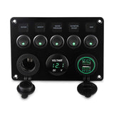 1 x RAW Customer Returns Geloo Push Button Switch Panel, 12 24V Waterproof Dual USB Socket Charger Voltmeter Cigarette Lighter Socket for Car, Boat, RV and Truck - RRP €27.2