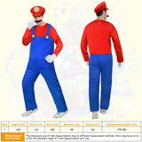 1 x RAW Customer Returns Aomig Adult Mario-bros Costume, 4Pcs with Hat, Mustache, Gloves, Unisex, Fancy Dress Outfit for Halloween, Carnival - RRP €20.99