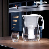 1 x RAW Customer Returns AQUAPHOR water filter Provence White incl. 1 A5 filter I Carafe for 4.2l I Large water filter in glass look I Reduces limescale chlorine I Table water filter I Stylish container I Perfect for the family - RRP €19.95