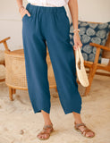 1 x RAW Customer Returns Yuson Girl Women s Pants Long Pants Women Summer High Waist Elastic with Pockets Causal Loose Long Beach 7 8 Wide Pants Casual Linen Pants with Pocket Blue, XXL  - RRP €29.39