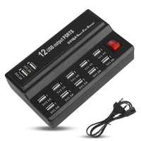 1 x RAW Customer Returns USB charging station, 12-port USB hub 5V 10A power supply mobile phone fast charger multiport charging station desktop charging adapter for smartphones tablets and USB devices EU  - RRP €21.99