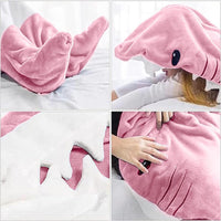 1 x RAW Customer Returns Menkala Shark Blanket to Wear Adult Women Cuddly Blanket Fluffy Flannel Shark Tail Blanket XL Sleeping Bag Costume Hoodie Wearable Blanket with Sleeves and Hood Funny Gift Pink 210cm - RRP €21.17