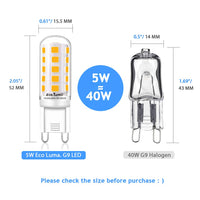 1 x RAW Customer Returns Eco.Luma G9 LED lamps warm white 3000K, 5W replacement for halogen lamp G9 40W 33W, AC 230V G9 mini light bulb, no flickering 420LM, not dimmable, pack of 5 - RRP €9.99