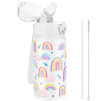 1 x RAW Customer Returns GOPPUS Children s Drinking Bottle 420ml Stainless Steel Bottle with Straw and Leak-Proof Lid Suitable for Carbonated Drinks Sports BPA-Free Water Bottle Boys Girls - RRP €17.75