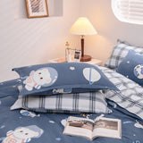 1 x Brand New ED-Lumos bed linen 200x150cm 4-piece duvet cover blue universe bear duvet cover 150x200cm set with pillowcases 48x74cm bed sheet 200x230cm bed linen sets microfiber zipper soft and iron-free - RRP €20.4