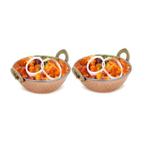 1 x RAW Customer Returns Zap Impex Serving Bowl Indian Tableware Stainless Steel Copper Serving Plate Karahi, Serving Dishes for Household, Catering and Kitchen Set of 2 19 cm 650 ml - RRP €39.99