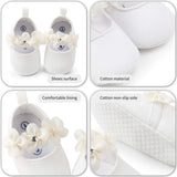 1 x RAW Customer Returns EDOTON 2 pieces toddler shoes headband, baby girls flowers shoes, non-slip soft special occasions, christening, wedding, party shoes white, number 17  - RRP €15.99