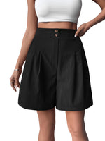 1 x RAW Customer Returns GORGLITTER women s Bermuda shorts, summer shorts, wide leg shorts, hot pants, casual shorts with pockets, black L - RRP €29.23