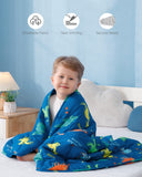 1 x RAW Customer Returns Sivio Weighted Blanket for Children, Soft Cuddly Duvet for Naturally Soothing and Healthy Sleep, Gift for Boys and Girls, 2.3 kg, 90 x 120 cm, Dinosaur, Blue - RRP €40.33