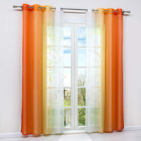 1 x RAW Customer Returns HongYa Pack of 2 gradient curtains, transparent voile curtains, scarves with eyelets, H W 175 140 cm, orange - RRP €43.36