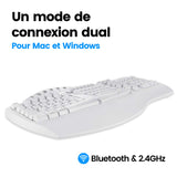 1 x RAW Customer Returns perixx PERIBOARD-612W, Large Ergonomic Wireless Keyboard, 2.4Ghz Connection and Bluetooth 4.0 for Windows and Mac White, AZERTY  - RRP €81.5