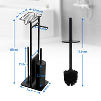 1 x RAW Customer Returns Standing toilet paper holder with toilet brush - Multifunctional toilet set including high-quality toilet brush, practical toilet paper holder, space for spare rolls and upper shelf - RRP €29.93