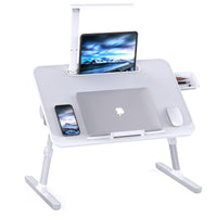 1 x RAW Customer Returns LapEasy Laptop Desk for Bed, Adjustable Lap Desk with LED Light, Large Foldable Laptop Table for Stable Working Gray  - RRP €48.18