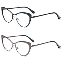 1 x RAW Customer Returns KoKoBin Cat Eye Reading Glasses - 2 Pack Metal Frame and Spring Hinge Glasses with Anti-Blue Light, Reading Glasses for Men and Women 2 Pack Black-Gray , 2, Diopters  - RRP €60.0