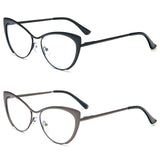 1 x RAW Customer Returns KoKoBin Cat Eye Reading Glasses - 2 Pack Metal Frame and Spring Hinge Glasses with Anti-Blue Light, Reading Glasses for Men and Women 2 Pack Black-Gray , 2.5, Diopters  - RRP €60.0