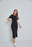 1 x RAW Customer Returns Germinate Maxi T Shirt Dress Women Summer Loose and Comfortable Casual Beach Cotton Slit Black Dressy Long Dresses Plus Size as3, Alpha, x l, Plus, Regular, Black  - RRP €23.99