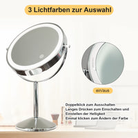 1 x RAW Customer Returns ILLUMAXINF LED illuminated cosmetic mirror 5x magnification, 360 rotation make-up mirror with lighting 3 light colors, touch switch round mirror for bathroom and home - RRP €39.26