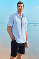 1 x Brand New GAMISOTE Men s Casual Shirt Short Sleeve Cotton Summer Shirt Button Down Summer Shirt Regular Fit - RRP €28.21