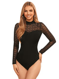 1 x RAW Customer Returns GORGLITTER Women s Body Long Sleeve Elegant Mesh Bodysuit Rhinestone Body Sexy Long Sleeve Body String Women s Bodysuits with Stand-Up Collar Black M - RRP €31.25