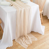 1 x RAW Customer Returns CHUQING table runner chiffon decorative fabric in natural beige thin table runner table decoration table ribbon for birthdays weddings, champagne, 70 x 400 cm - RRP €24.58