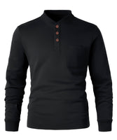 1 x RAW Customer Returns Harbrosrce Men s Henley Fleece Sweatshirt Pullover Cotton Long Sleeve Fleece Sweater with Buttons - RRP €27.6