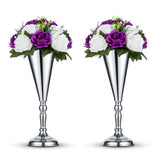 1 x RAW Customer Returns Nuptio 2 Pieces Silver Wedding Flower Trumpet Vase Table Decorative Centerpiece Artificial Flower Arrangements for Anniversary Ceremony Party Birthday Christmas Decoration, Vases for Table Decoration - RRP €26.98