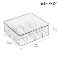 1 x RAW Customer Returns mDesign kitchen organizer practical tea box with lid for kitchen and pantry storage box with 12 compartments for tea, coffee, spices and other food set of 2 transparent - RRP €41.26