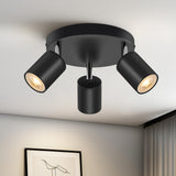 1 x RAW Customer Returns Schiele Ceiling Spotlight 3 Bulbs Round, GU10 Ceiling Light Spotlight Swiveling, Black Ceiling Lamp Spotlight Rotatable Ceiling Spotlights for Kitchen, Bedroom, Living Room, Hallway, Without Bulb - RRP €29.27