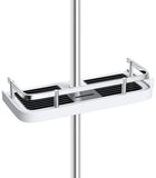 1 x RAW Customer Returns HOMEASY shower shelf without drilling, adjustable shower shelf for 18-25 mm shower rod, bathroom storage with shower holder, rectangular shelf on shower rod - RRP €17.7